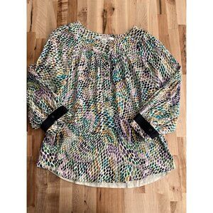 Diane Von Furstenberg 3/4 Sleeve Abstract Animal Print Silk Stretch Size 6